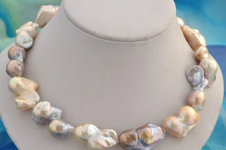 

FREE SHIPPING>>>@@ AS4243 baroque pink purple reborn keshi pearl necklace