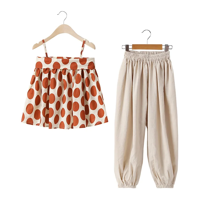 

Baby Girl Clothes Sling T-Shirt + Dot Legging Girls Clothing Set Children Clothing