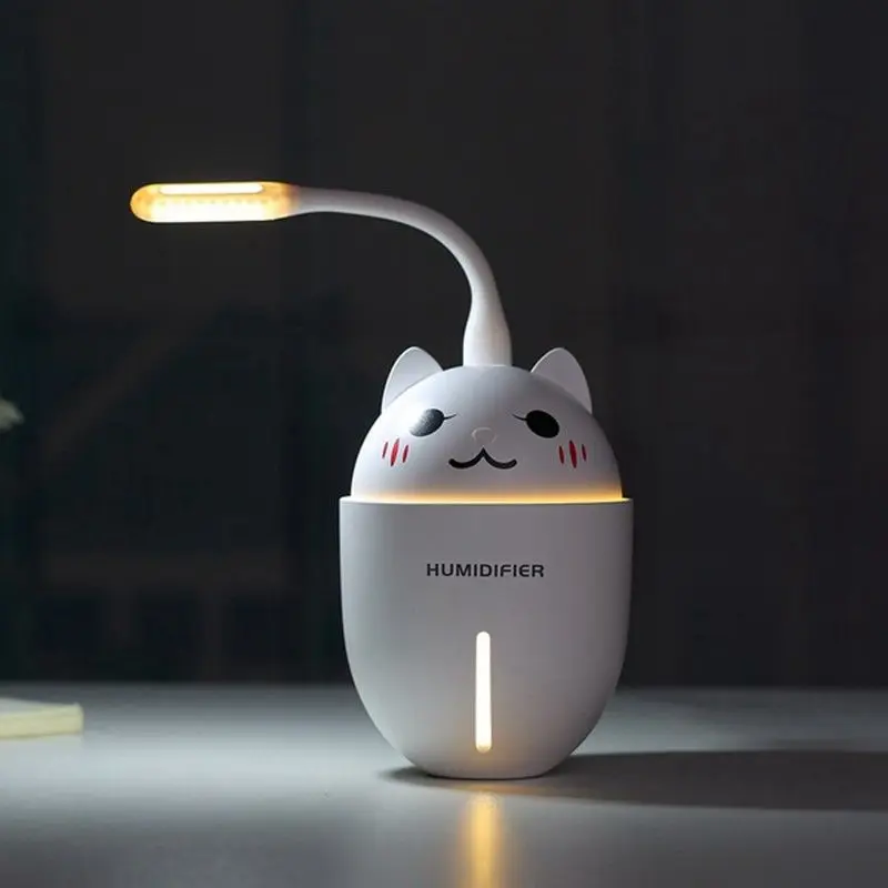 320 мл Модный летний портативный USB милый питомец 3 в 1 увлажнитель воздуха мини-увлажнитель с мультяшным котом светодиодный светильник в подарок