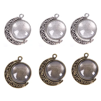 

30PCS / 40PCS Round Pendant Moon Rotation Double Sided Round Pendant Trays For Bracelet Necklace Crafting DIY Jewelry Making