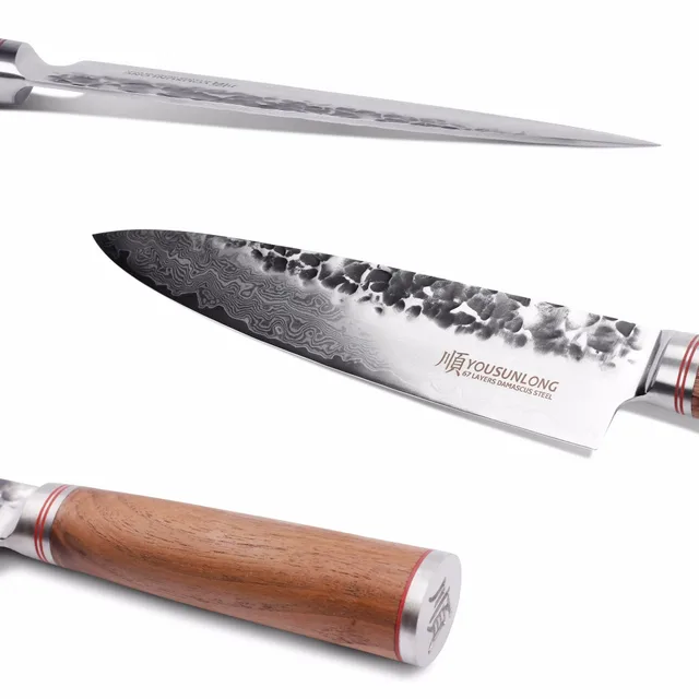Yousunlong Séf Kés 8 Hüvelykes Profi Damascus Acél V10 Mag, Natura Amerikai Diófa Fogantyú - Image 5