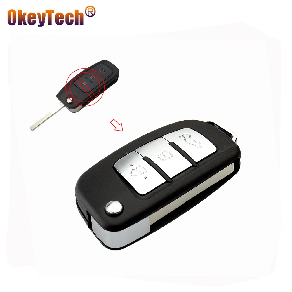 Чехол для автомобильного ключа OkeyTech Ford Fiesta Focus Ecosport Kuga Escape C Max складной Сменный с 3