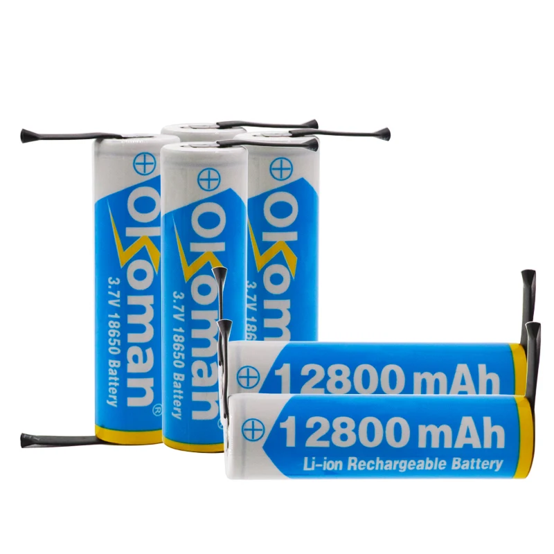 Okoman 18650 перезаряжаемая батарея 3,7 V 12800mAh литий-ионная аккумуляторная батарея для фонарика электроинструментов+ DIY никель
