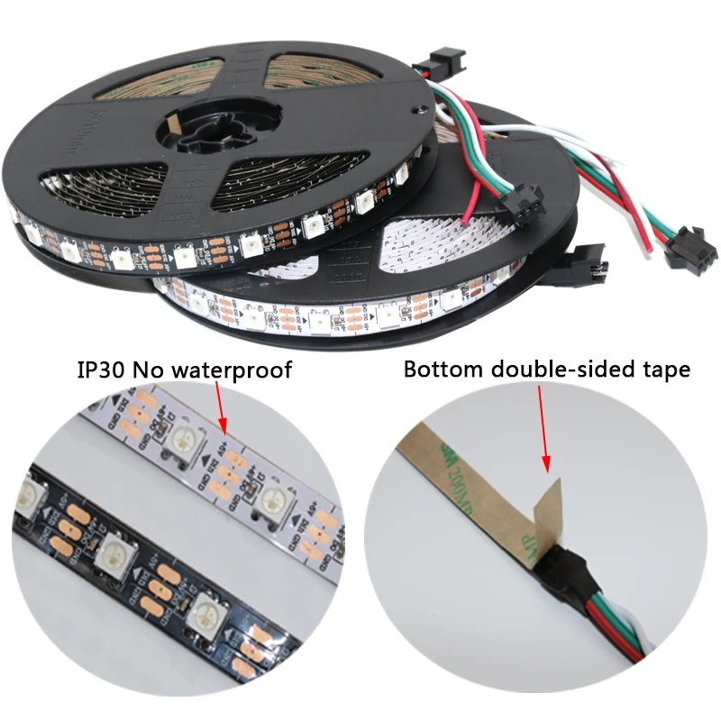 DC5V WS2812B 5 м 60 светодиодный/m пикселей/светодиодный s/m Smart Светодиодный пикселей полосы, черный/белый печатных плат, WS2812 IC; WS2812B/M, IP30/Нет