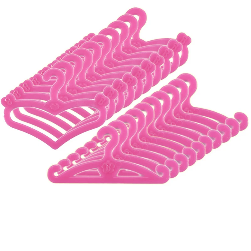 10/20 Pcs/Lot Cute Pink Mix Hangers Accessories For Barbies Clothes Dress Outfit Skirt Doll Pretend Play House Girls' Gift Toy | Игрушки