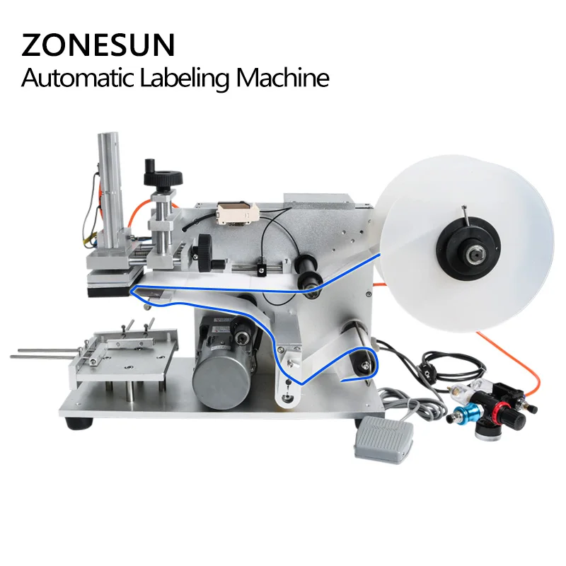 ZONESUN LT-60 полуавтоматическая пневматическая плоская Этикетировочная машина для маркировки лекарственных бутылок