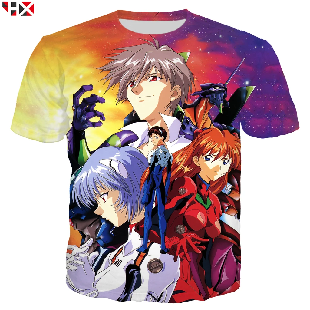 

Summer New Anime Neon Genesis Evangelion T Shirt Men Women Short Sleeve 3D Print Harajuku Streetwear Pullover X344