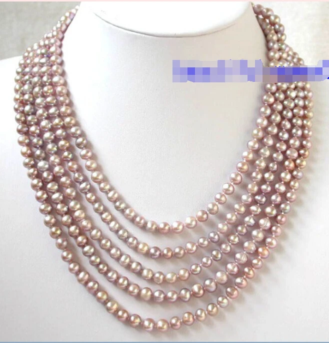 

N623 wonderful 120" 8mm purple round pearls necklace (A0502)