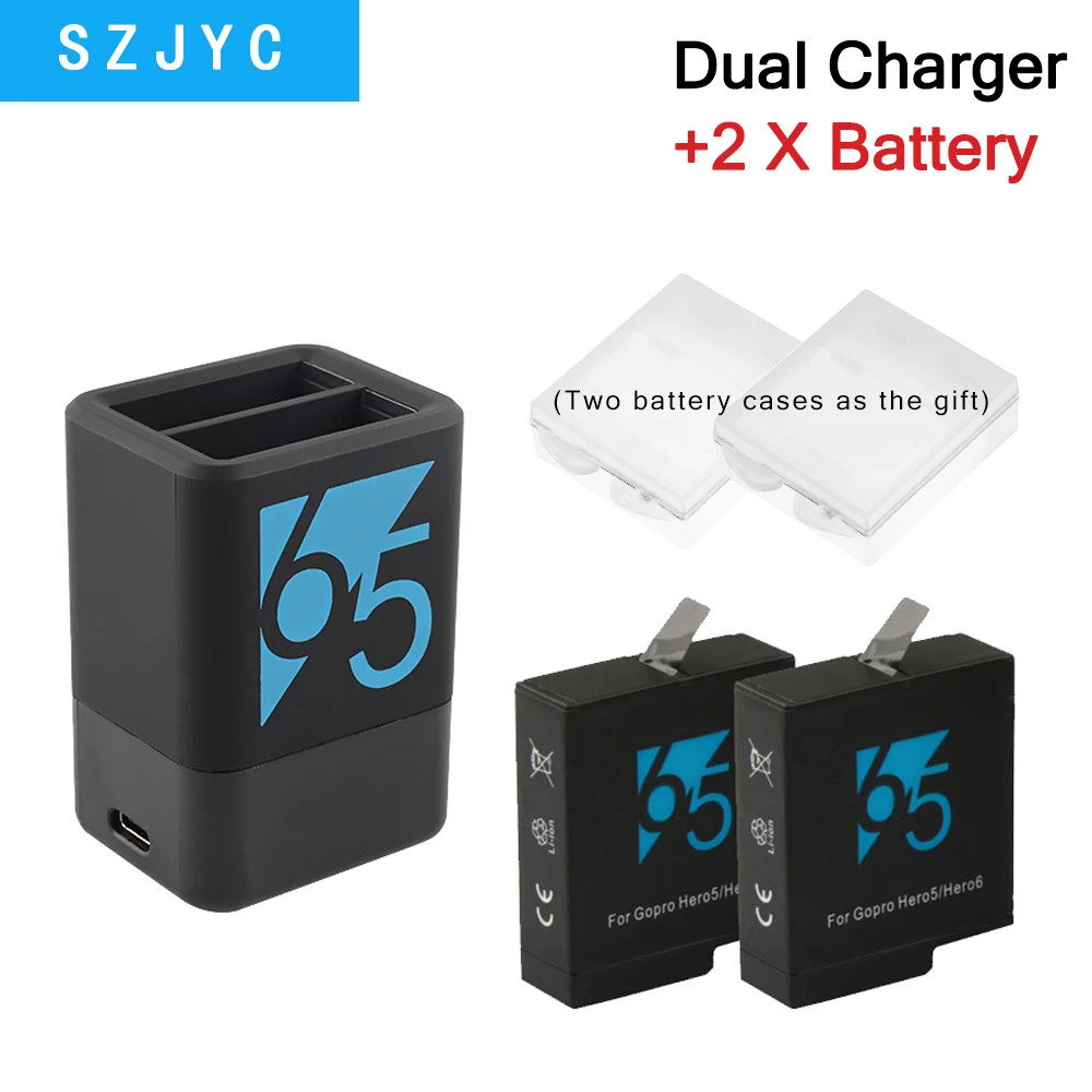 

Dual Charger For Gopro Hero 7 6 5 Ahdbt-501 Slots Battery Charger Double Usb Charging For Go Pro Hero 5 Accessories