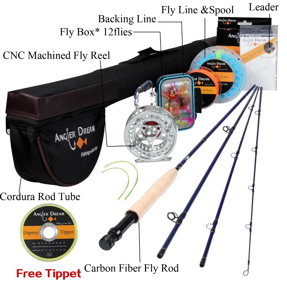 Angler Dream Classic 3/4# Fly Rod Fly Reel Fly Fishing Rod Reel Line Lure  Box Bag Backing Line Tippet Set Fishing Rod Combo - AliExpress