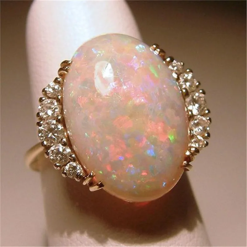 

oval Opal Stone Ring Engagement Wedding Rings for Women Jewelry Couple Love Ring Women Accessories Anillos Mujer