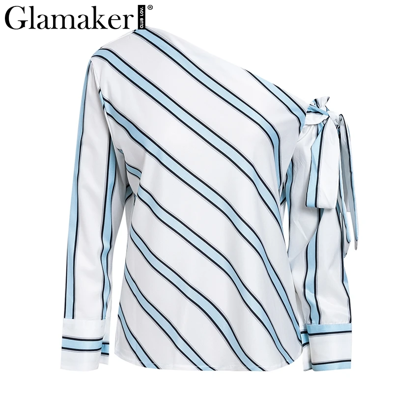 Женская шифоновая блузка в полоску Glamaker летняя Элегантная Повседневная Блузка