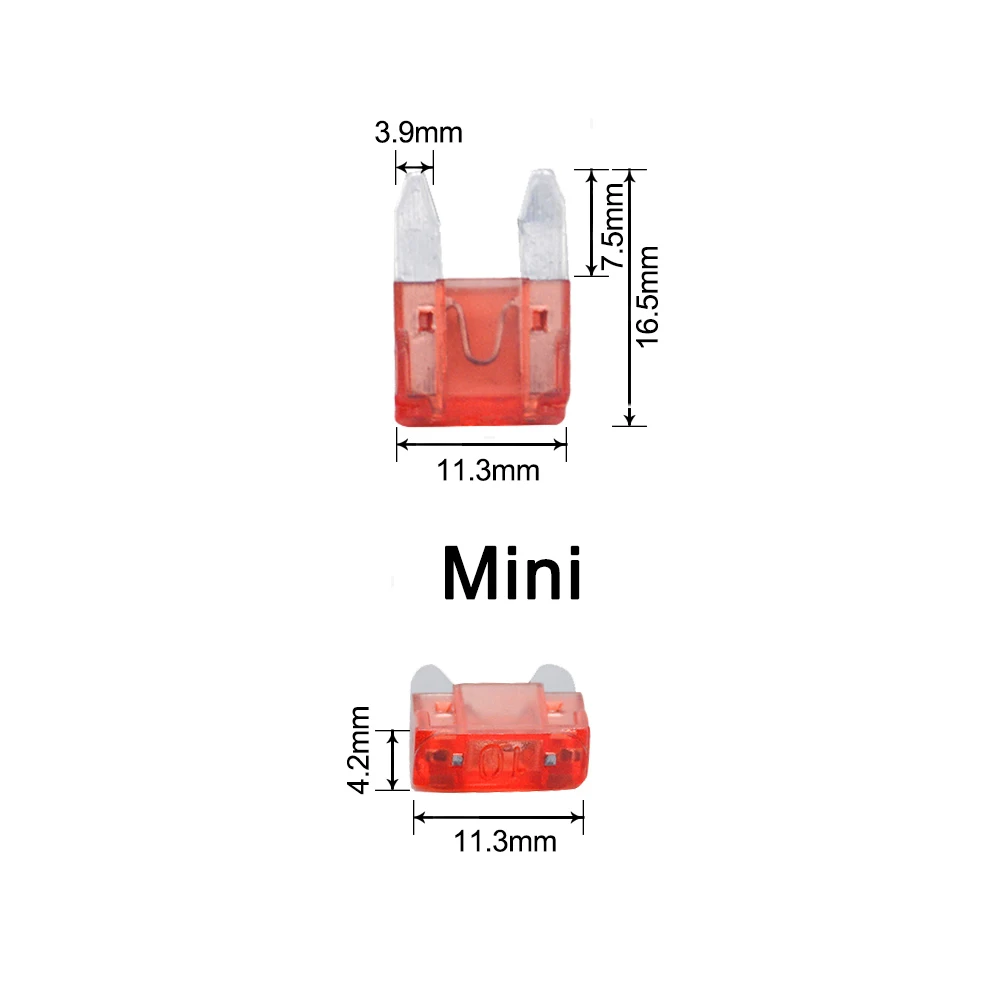 50pcs/lot Small Size MINI Car Auto Blade Fuse 5A 7.5A 10A 15A 20A 25A 30A 35A 40A