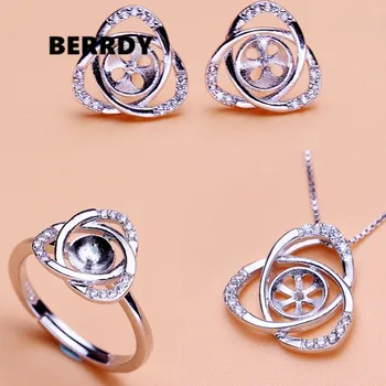 

Fashion Pearl Pendant/Earrings/Ring Set Mountings Findings Settings Jewelry Set Parts Fittings Charm Accessories for Lady Girls