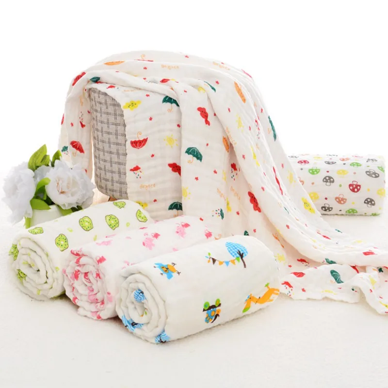 Детское одеяло для новорожденных 100% хлопок пеленание печати Полотенца 120x120 см случайный Стиль