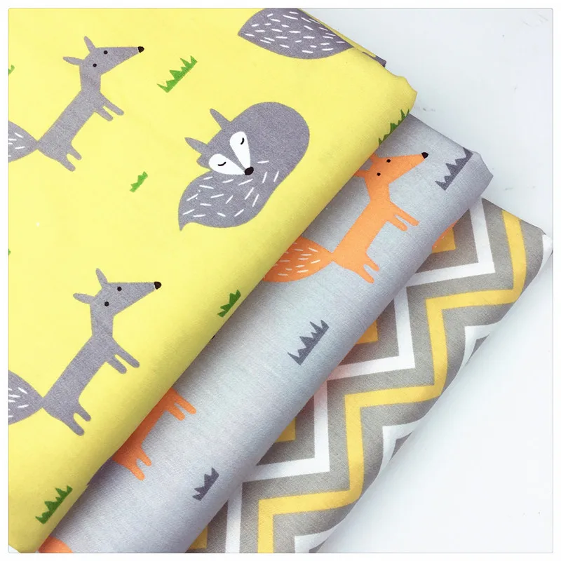 

New 2017 Foxes Diy Sewing Fabric For Bags Cloth Material Patchwork Twill Cotton Fabric Fat Quarter Bundles Needlework Textile