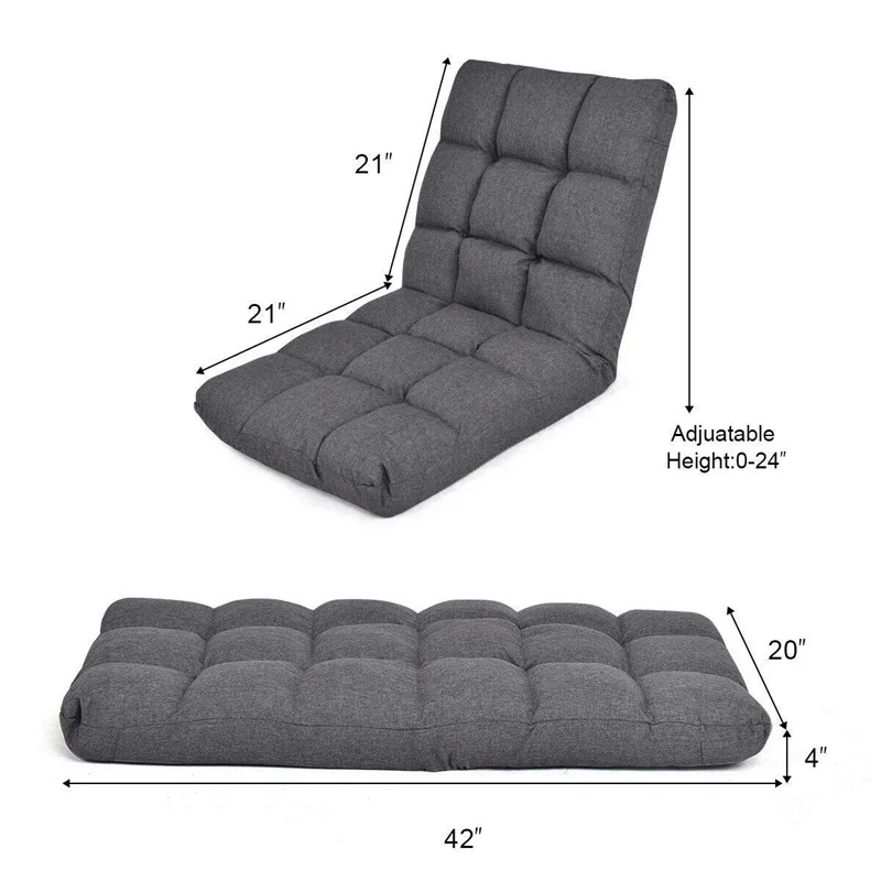  Modern 14-Position Adjustable Cushioned Floor Gaming Sofa Chair Bedroom Living Room Furniture HW561