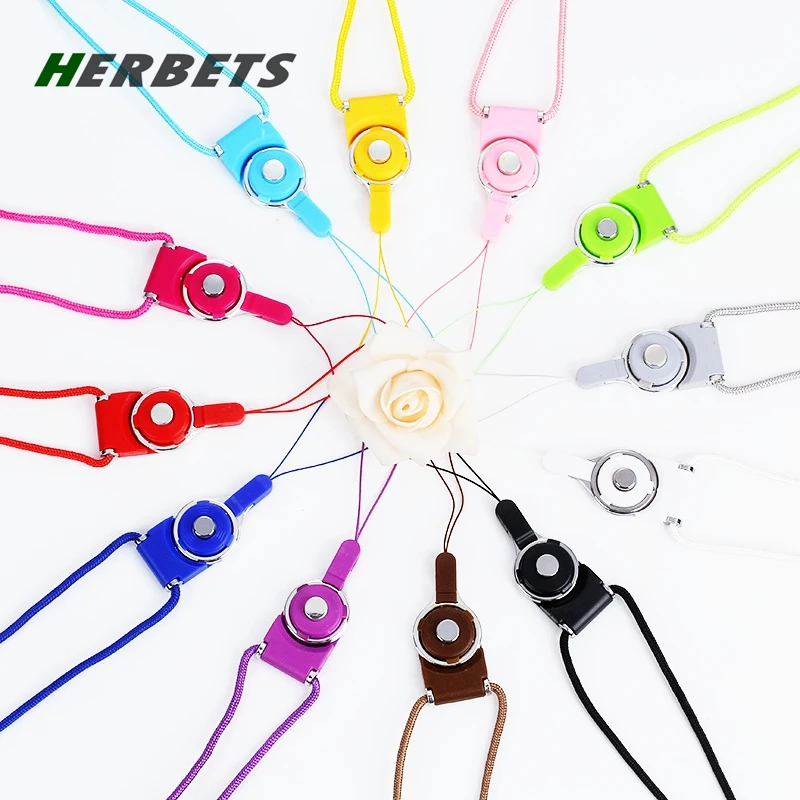 Herbets لطيف الهاتف المحمول الأشرطة الحبل الدورية مشبك انقسام طويل الرقبة شنقا انفصال حزام العمل بطاقة الحبل شنق سلسلة