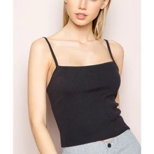 Женский вязальный резервуар MARLEY, Ультра мягкий трикотажный топ в рубчик с квадратным вырезом, короткий топ