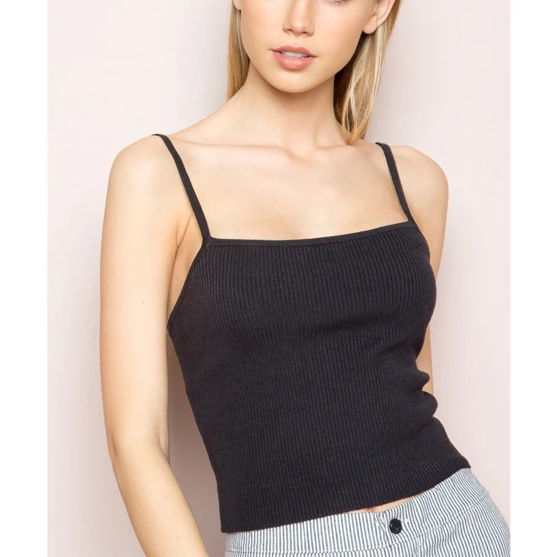 

Women MARLEY KNIT TANK Ultra Soft Ribbed Knit Camis With A Square-Cut Neck Cropped Camis