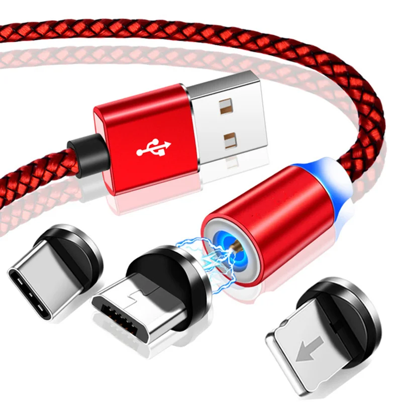 

2M LED Magnetic USB Cable for iPhone Xs Max 8 7 6 & USB Type C Cable & Micro USB Cable for Samsung Xiaomi Huawei USB C Microusb