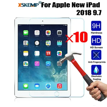 

XSKEMP 10Pcs/Lot 9H HD High Quality Tablet Real Tempered Glass Film For Apple New iPad 2018 9.7 Explosion-Proof Screen Protector