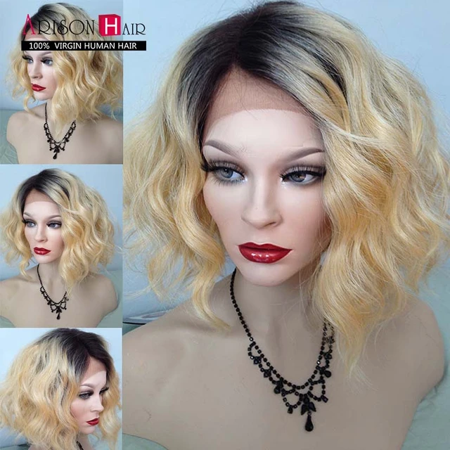 Rianna Pricheska 1b 613 Lomber Figurnye Polnye Chelovecheskih Volos Pariki Chernyj Blondinka Dva Tona Korotkij Parik Vyushiesya Dlya Chernaya Zhenshina Parik Iz Naturalnyh Volos Na Kruzheve Aliekspress