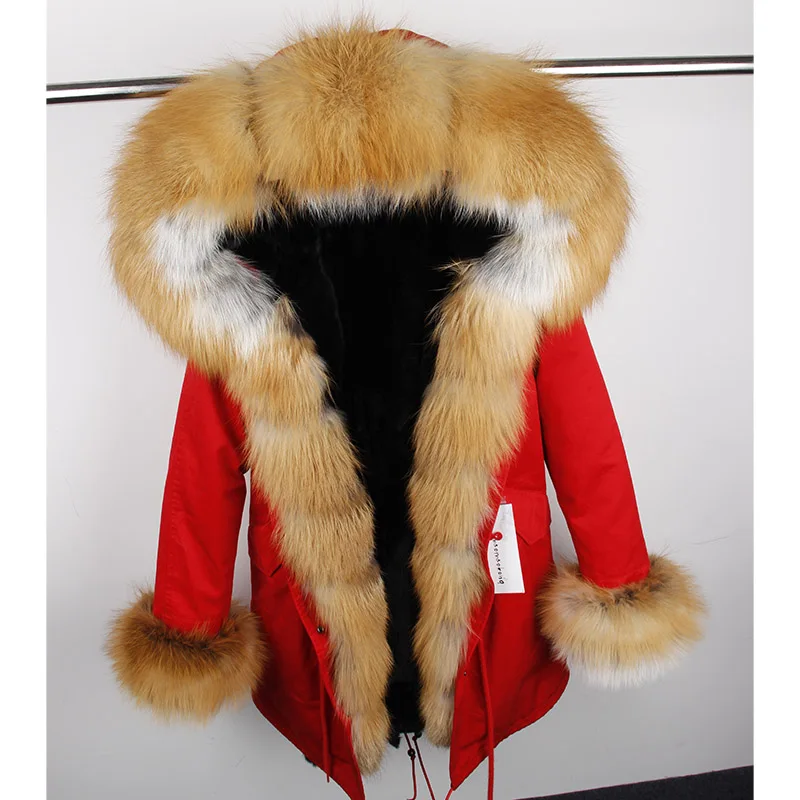 MaoMaoKong, натуральная подкладка из натурального кроличьего меха, женские парки, натуральный Лисий мех, с капюшоном, зимняя куртка, пальто, длинная меховая парка, верхняя одежда - Цвет: HD2-7