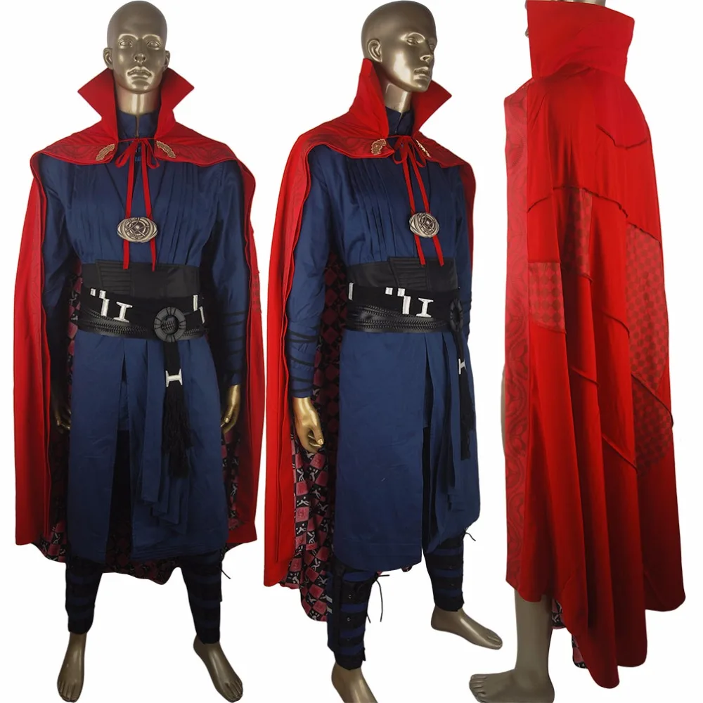 Movie Doctor Strange Costume Outfit Uniform Cape Robe Boots Waistband