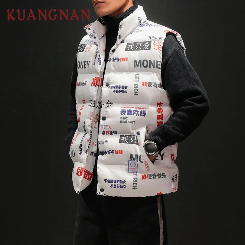 

KUANGNAN Japan Style Vest Men Winter Jacket Sleeveless Winter Jacket Men Vest Man 2018 Body Warmer Coat Men Vest Casual 5XL