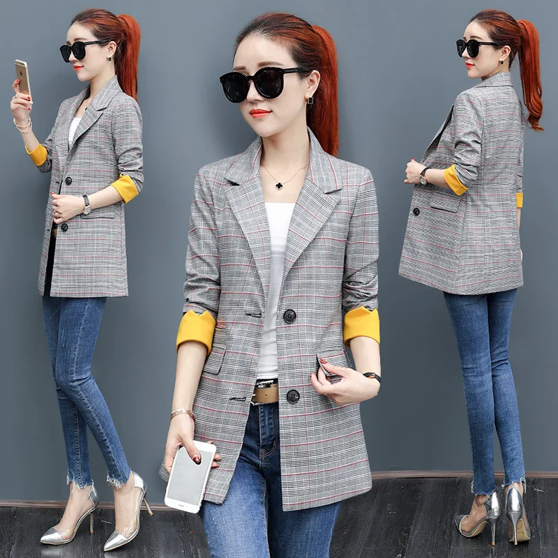 Aliexpress.com : Buy fashion New Autumn Female Long Casual Plaid Blazer ...