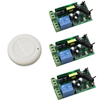 

New AC 85V 110V 120V 220V 250V 1CH Wireless Remote Control Switch System 3pcs Receivers & Wall Panel Sticky Remote Controller