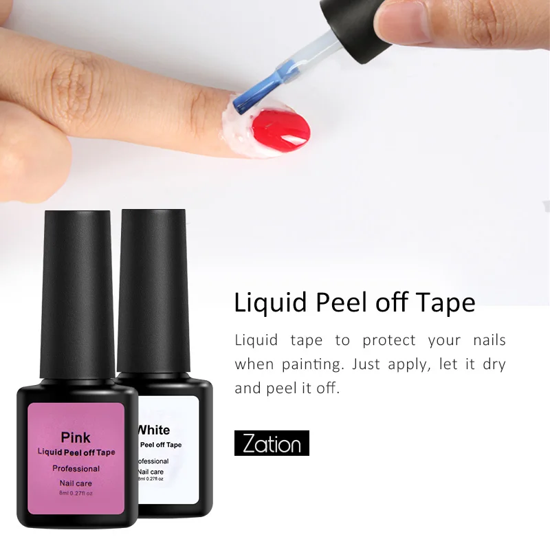 Zation Base Coat Nail Polish Nails Peel Off Liquid Tape 8ml Spill