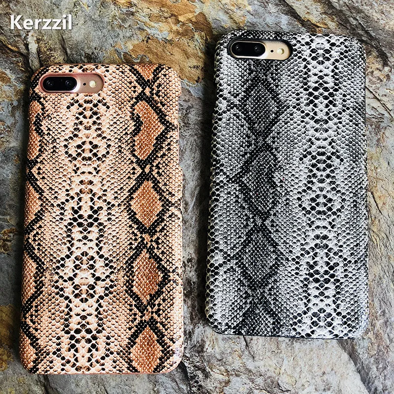 Kerzzil Cool Snake Texture Phone Cases For iPhone 6 6s 8 7 Plus XS Max XR Case PU Leather Back Cover For iPhone X case 8 Fundas