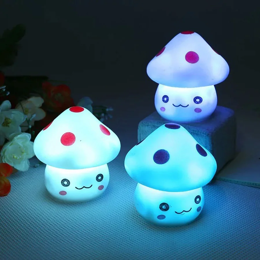 

Colorful Mushroom LED Night light Press Down Touch Room Desk Bedside Lamp for mommy lactation Baby Kids Christmas Holiday Gifts