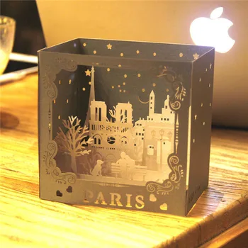 

50pcs City view paris 3D pop up greeting card laser cutting Landmark building dies envelope hollow carved kirigami ZA6495