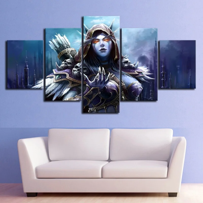 

5 Piece Video Game WOW Warcraft DOTA 2 Painting Poster Decorative Mural Art Room Wall Decor Canvas Painting Wholesale