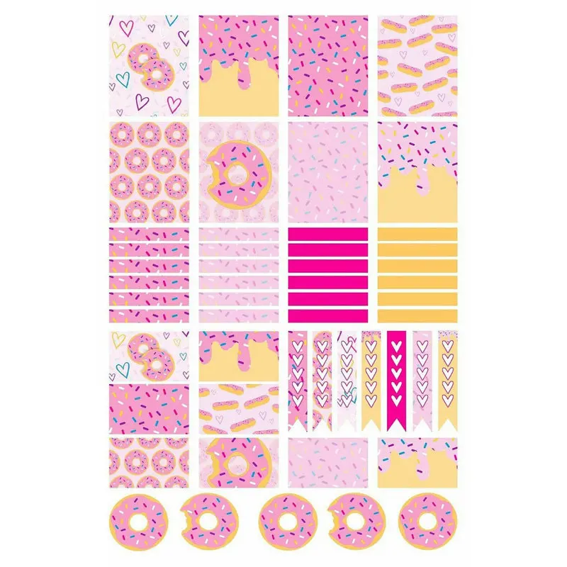 

2 PCS Kawaii Pink Sweet Donut DIY Uncut Decoration Scrapbook Stationery Diary Sticker Planner Cute Label Travel Stickers