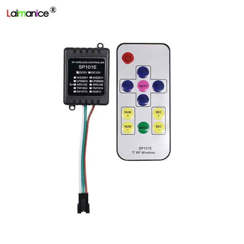 

New RF Wireless RGB LED Controller 11 Keys for WS2801 WS2811 WS2812B Digital Led Pixel Module Strip SP101E for Dc5v Dc12v