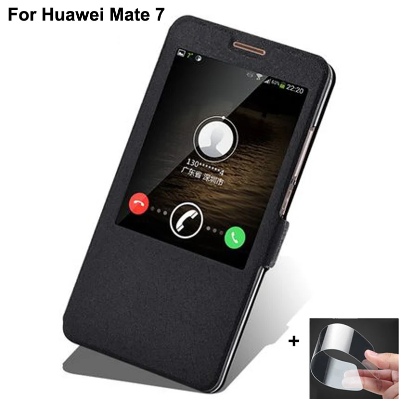 Чехлы с открытым окном для Huawei Ascend Mate 7 чехол откидной кожаной крышкой Mate7 MT7