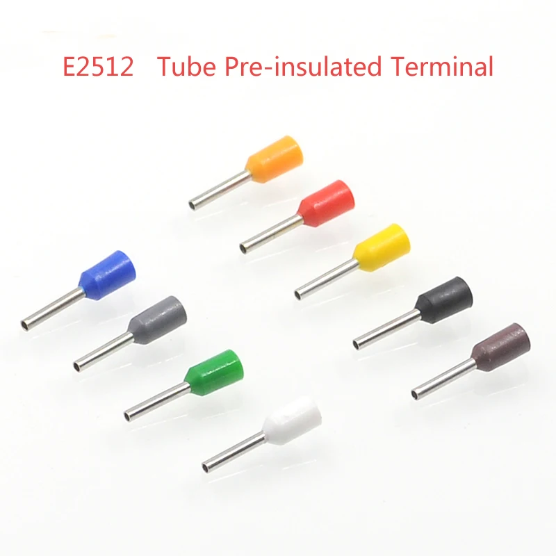 

1000pcs Tube insutated cord end terminals Electrical crimp terminal wire connector E2512 wiring cable ferrules VE 14AWG 2.5mm2