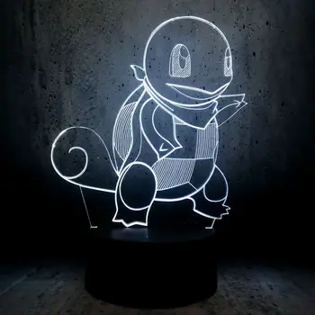 

New Creative Atmosphere 3D Visual lamp Pokemon Jenny Tortoise Turtle Led light Table RGB Cartoon kids toys bedroom decor