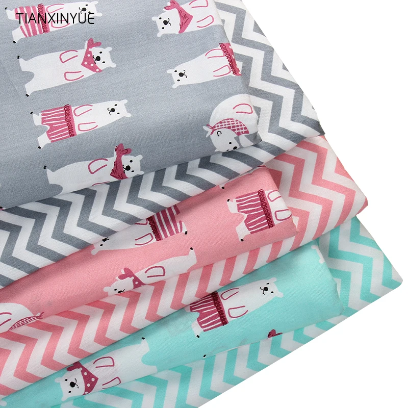 TIANXINYUE cartoon Fabric 6 pcs 40*50cm bear Cotton Fabric DIY Patchwork Sewing Bedding baby pillow Cloth