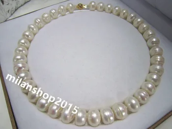 

Baroque 18" 13x11 MM SOUTH SEA NATURAL White PEARL NECKLACE GOLD CLASP> jewerly free shipping