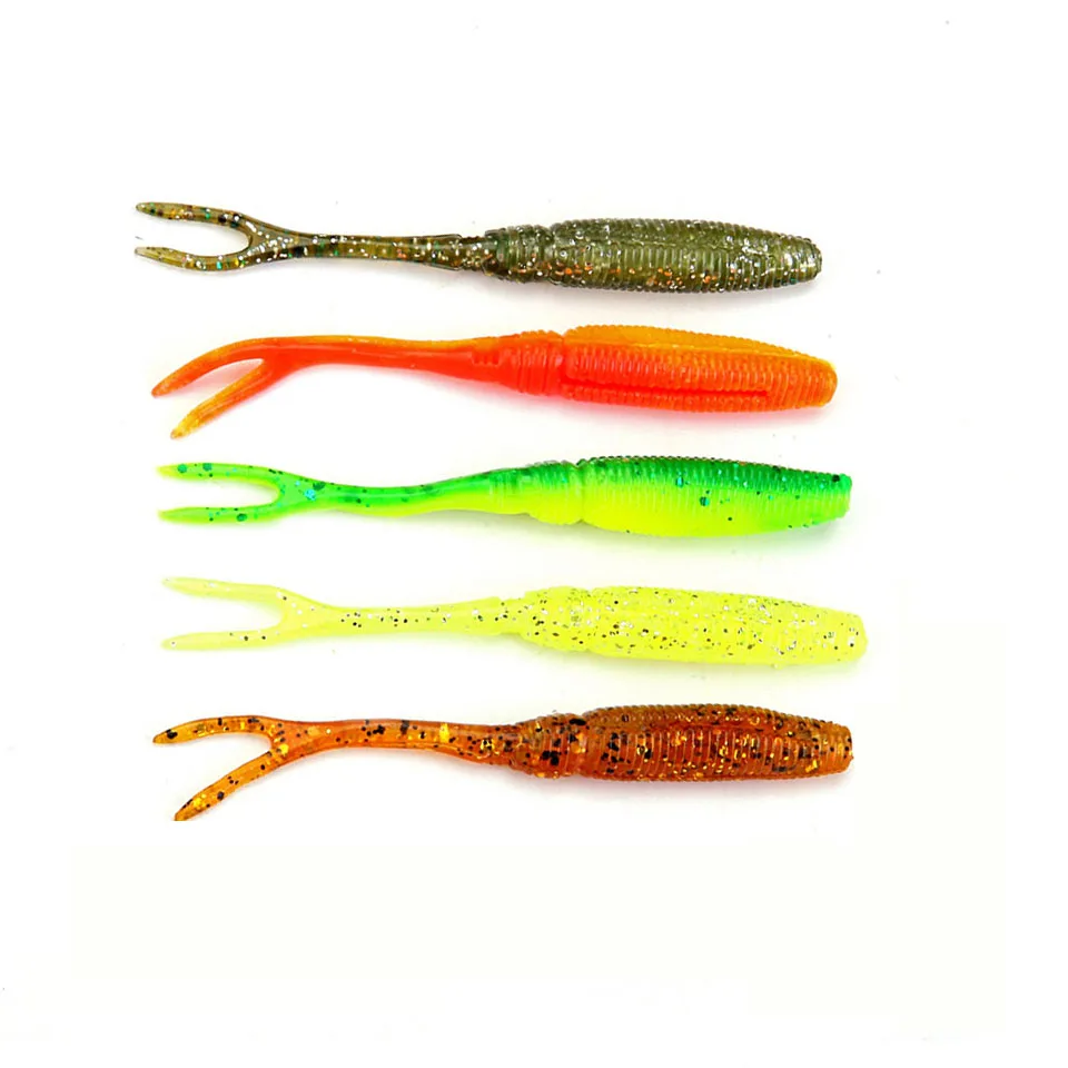 6Pcs/Lot Curly Tail Soft Lure 7cm 1.6g Forked Tail fishing bait grubs
