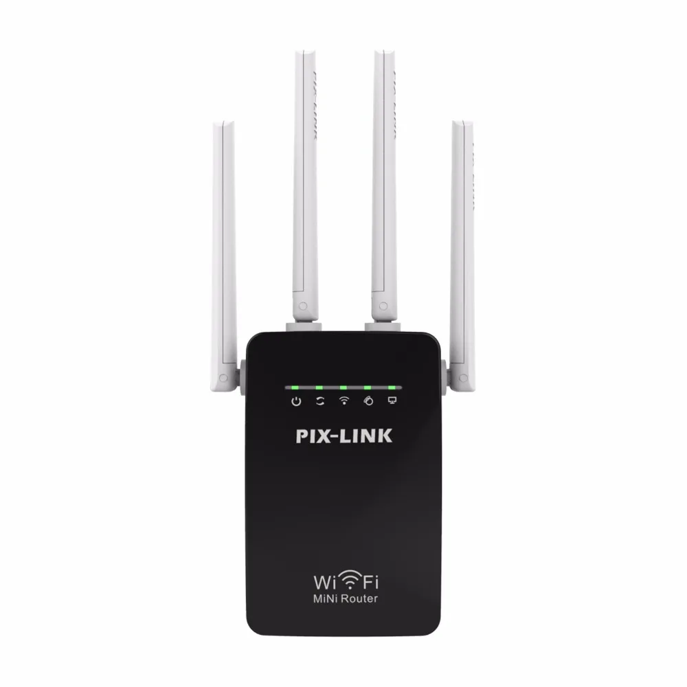 PIXLINK беспроводной 802.11N/B/G 300 Мбит/с маршрутизатор Wi-Fi с функцией репитера сетевой передатчик AP расширитель сигнала расширитель усилитель настенный разъем - Цвет: Black