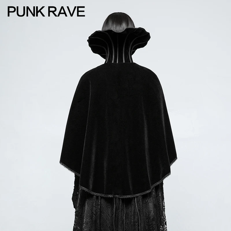 PUNK RAVE Women Gothic Vintage Palace Positioning Necktie Cloak  Cosplay Cloak Coat Victorian Evening Party Woolen Cloak