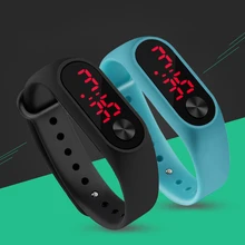 Модные уличные простые спортивные красные светодиодные цифровые часы-браслет для мужчин и женщин, красочные силиконовые часы, детские наручные часы, подарок