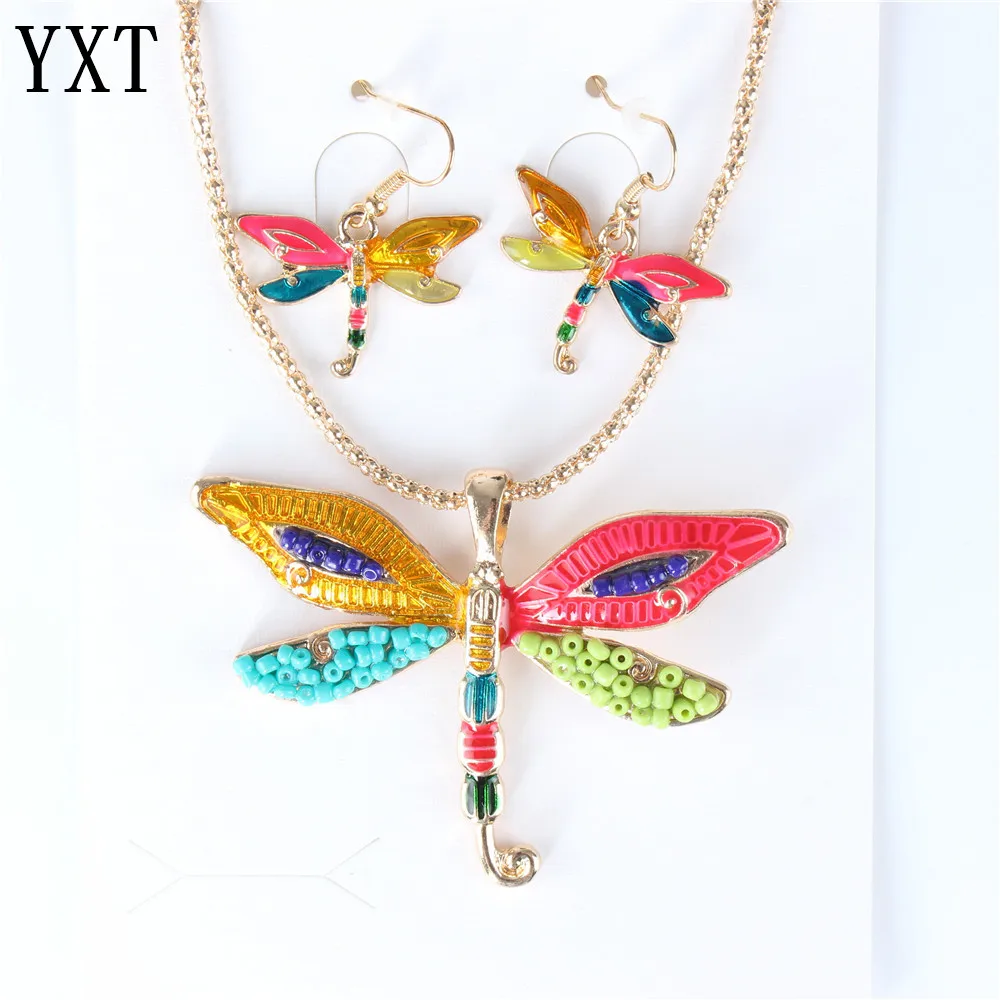 

Dragonfly Necklace Earrrings Gold Silver Party Wedding Birthday Party Christmas Friend Lover Jewelry Sets Gift