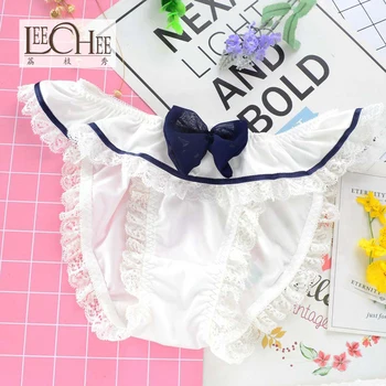 

Leechee Young Girls panties Japanese college style underwear milk silk low waist briefs ladies breathable bow seamless briefs